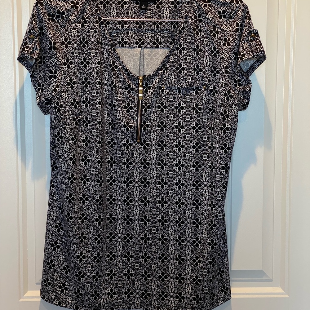 Roz & Ali black:white pattern blouse
